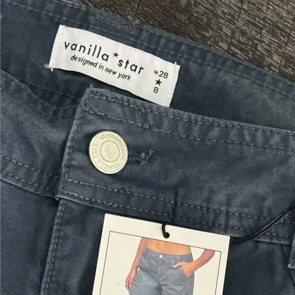 Brand New Vanilla Star Blue Cargo Pants Women's 8 Lightweight Utility Pockets - Picture 5 of 9
